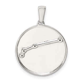 Sterling Silver Rhodium-plated & CZ Aries Zodiac Pendant — alternate view
