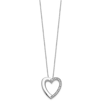 Sterling Silver Rhodium-plated CZ Heart Ash Holder 18in Necklace — alternate view