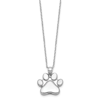 Sterling Silver Rhodium-plated Paw Print Ash Holder 18in Necklace — alternate view