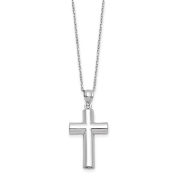 Sterling Silver Rhodium-plated Cross Ash Holder 18in Necklace — alternate view