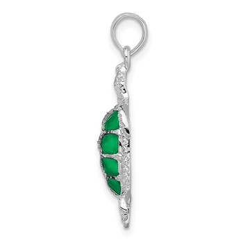 De-Ani Sterling Silver Rhodium-Plated Polished Enameled Green Sea Turtle Pendant — alternate view