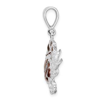 De-Ani Sterling Silver Rhodium-Plated Polished Enameled Brown Crab Pendant — alternate view