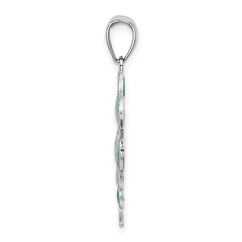 De-Ani Sterling Silver Rhodium-Plated Polished Enameled 4-Leaf Clover Pendant — alternate view