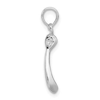 De-Ani Sterling Silver Rhodium-Plated Polished 3D Wishbone Pendant — alternate view