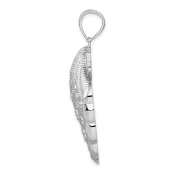 De-Ani Sterling Silver Rhodium-Plated Diamond-Cut Large Scallop Shell Pendant — alternate view