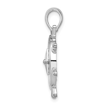 De-Ani Sterling Silver Rhodium-Plated Polished Ships Wheel with Compass Pendant — alternate view
