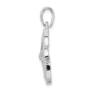 De-Ani Sterling Silver Rhodium-plated Polished Diamond-Cut Starfish Pendant — alternate view