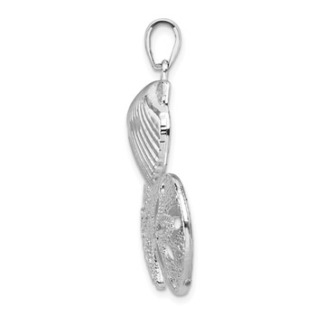 De-Ani Sterling Silver Rhodium-plated Polished and Diamond-Cut Sea Life Pendant — alternate view