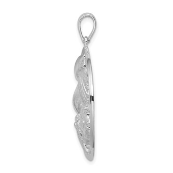 De-Ani Sterling Silver Rhodium-plated Polished Shells Large Round Pendant — alternate view