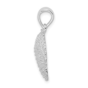 De-Ani Sterling Silver Rhodium-Plated Polished Beaded Scallop Shell Pendant — alternate view