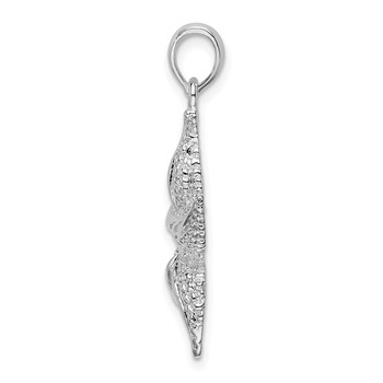 De-Ani Sterling Silver Rhodium-Plated Polished and Textured Starfish Pendant — alternate view