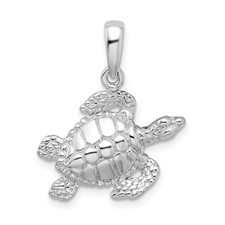Image of De-Ani Sterling Silver Rhodium-Plated Polished Large Sea Turtle Pendant