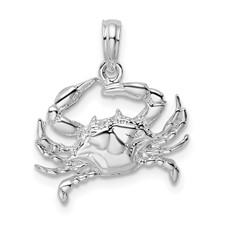Image of De-Ani Sterling Silver Rhodium-Plated Polished Blue Crab Pendant