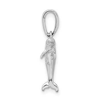 De-Ani Sterling Silver Rhodium-Plated Polished 3D Jumping Dolphin Pendant — alternate view