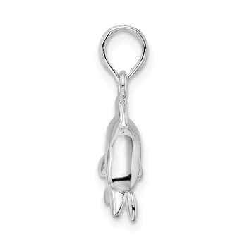 De-Ani Sterling Silver Rhodium-Plated Polished 3D Jumping Dolphin Pendant — alternate view