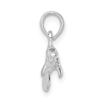 De-Ani Sterling Silver Rhodium-Plated Polished 3D Manatee Pendant — alternate view