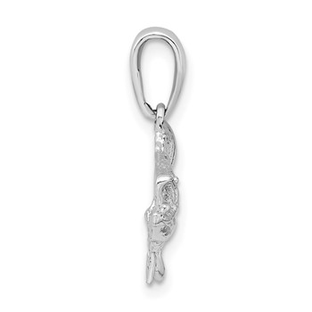De-Ani Sterling Silver Rhodium-Plated Polished Open Mouth Bass Fish Pendant — alternate view