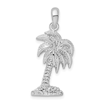 De-Ani Sterling Silver Rhodium-Plated Polished Small Palmetto Tree Pendant