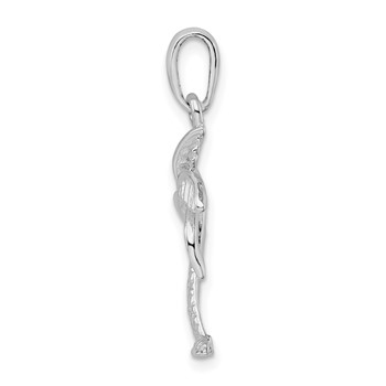De-Ani Sterling Silver Rhodium-Plated Palm Tree with Textured Trunk Pendant — alternate view