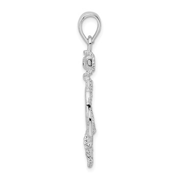 De-Ani Sterling Silver Rhodium-Plated Polished Anchor with Ships Wheel Pendant — alternate view
