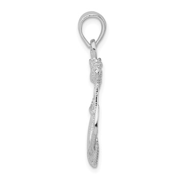 De-Ani Sterling Silver Rhodium-Plated Polished Anchor with Rope Pendant — alternate view