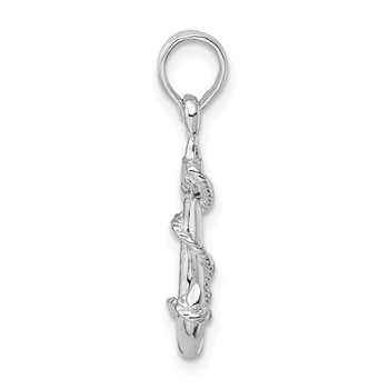 De-Ani Sterling Silver Rhodium-Plated Polished 3D Anchor with Rope Pendant — alternate view