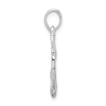 De-Ani Sterling Silver Rhodium-Plated Polished and Textured 3D Anchor with Rope Pendant — alternate view