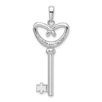 De-Ani Sterling Silver Rhodium-Plated 3D Key to My Heart Pretzel Top Key Pendant