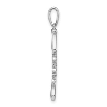 De-Ani Sterling Silver Rhodium-Plated Polished and Textured 3D Fishbone Pendant — alternate view