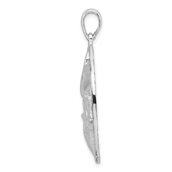 De-Ani Sterling Silver Rhodium-plated Polished Shells in Circle Pendant — alternate view