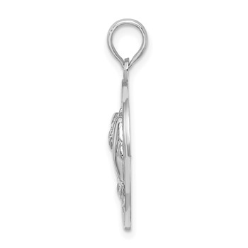 De-Ani Sterling Silver Rhodium-Plated Textured Key West with Dolphins Pendant — alternate view