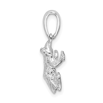 De-Ani Sterling Silver Rhodium-Plated Polished Frog Pendant — alternate view