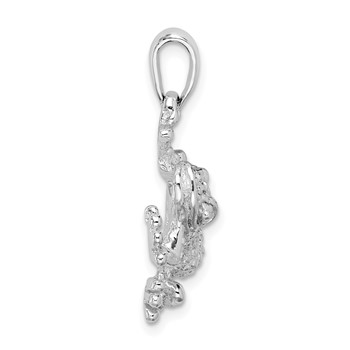 De-Ani Sterling Silver Rhodium-Plated Polished and Textured Frog Hanging by Leg Pendant — alternate view