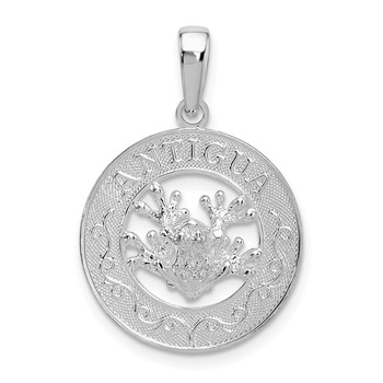 Sterling Silver Polished Antigua Circle w/Frog Pendant