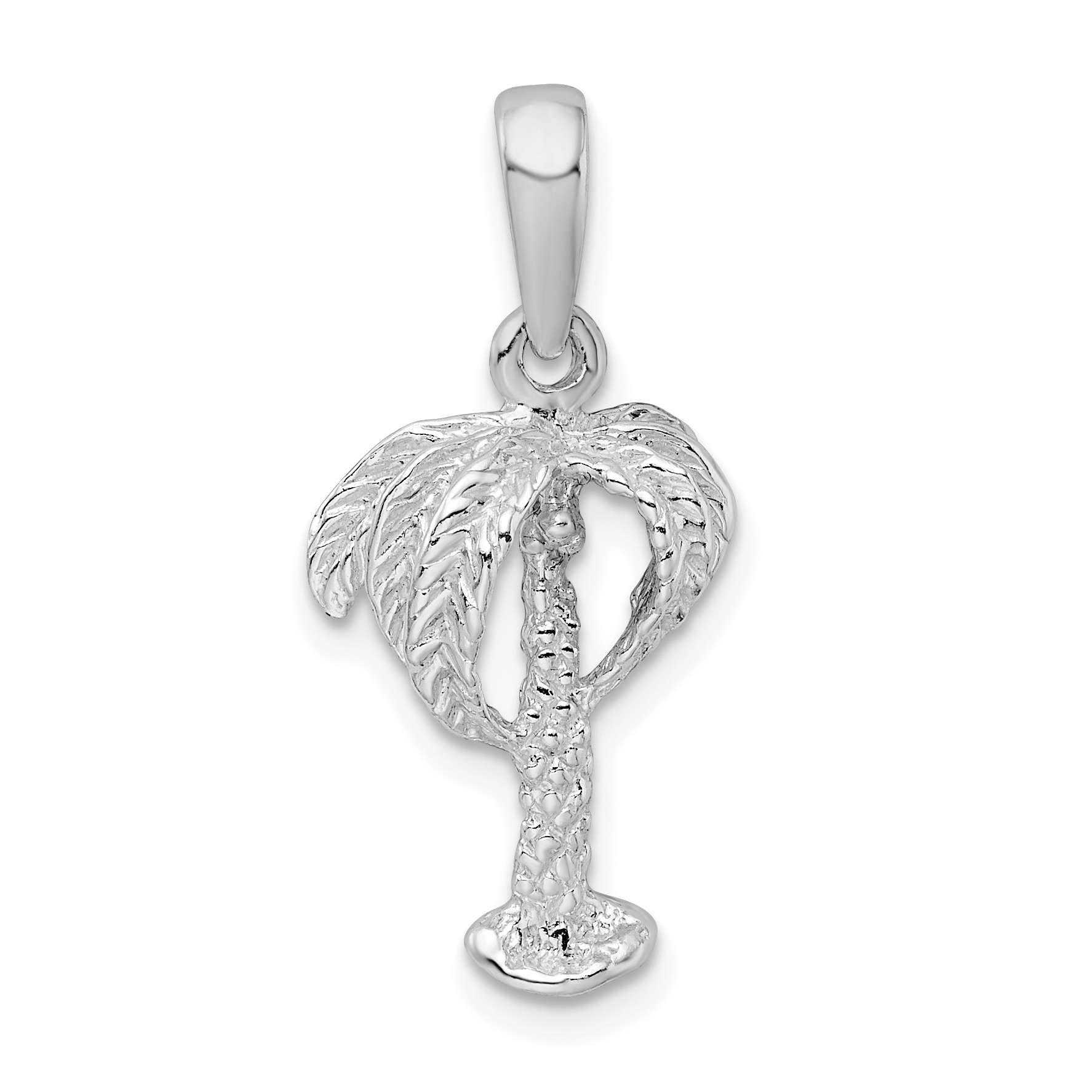 De-Ani Sterling Silver Rhodium-Plated Polished Palm Tree with