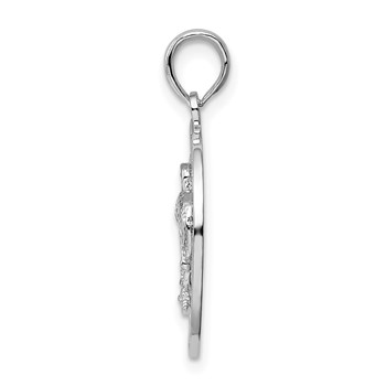 De-Ani Sterling Silver Rhodium-Plated Polished Bonaire Circle Flamingo Pendant — alternate view