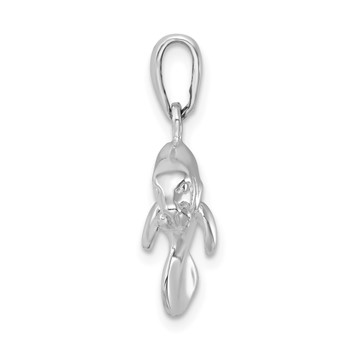 De-Ani Sterling Silver Rhodium-Plated Polished 3D Manatee Pendant — alternate view