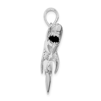 De-Ani Sterling Silver Rhodium-Plated Polished 3D Shark Pendant — alternate view
