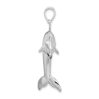 De-Ani Sterling Silver Rhodium-Plated Polished 3D Jumping Dolphin Pendant — alternate view