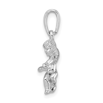 De-Ani Sterling Silver Rhodium-Plated Polished 3D Guardian Angel Pendant — alternate view