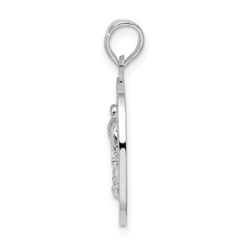 De-Ani Sterling Silver Rhodium-Plated Textured Turks and Caicos with Flamingo Pendant — alternate view