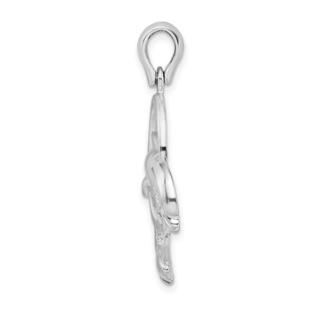 De-Ani Sterling Silver Rhodium-Plated Dolphin Jumping Thru Hoop Pendant — alternate view