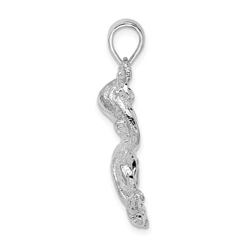 De-Ani Sterling Silver Rhodium-Plated Polished Textured Octopus Pendant — alternate view
