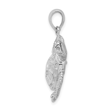 De-Ani Sterling Silver Rhodium-Plated Polished 3D Large Sea Turtle Pendant — alternate view