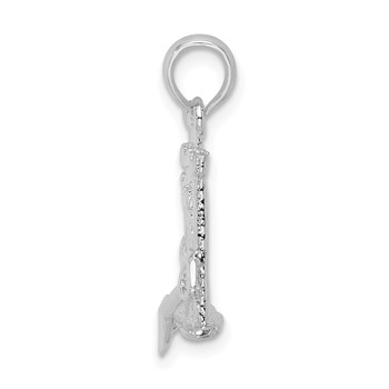 De-Ani Sterling Silver Rhodium-Plated Polished 3D Sandcastle / Shovel Pendant — alternate view