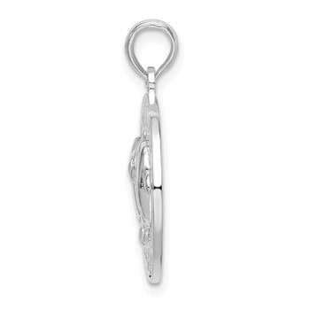 De-Ani Sterling Silver Rhodium-Plated Textured Bahamas with Dolphins Pendant — alternate view
