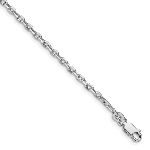 Sterling Silver Rhodium-plated 2.75mm Beveled Oval Cable Chain