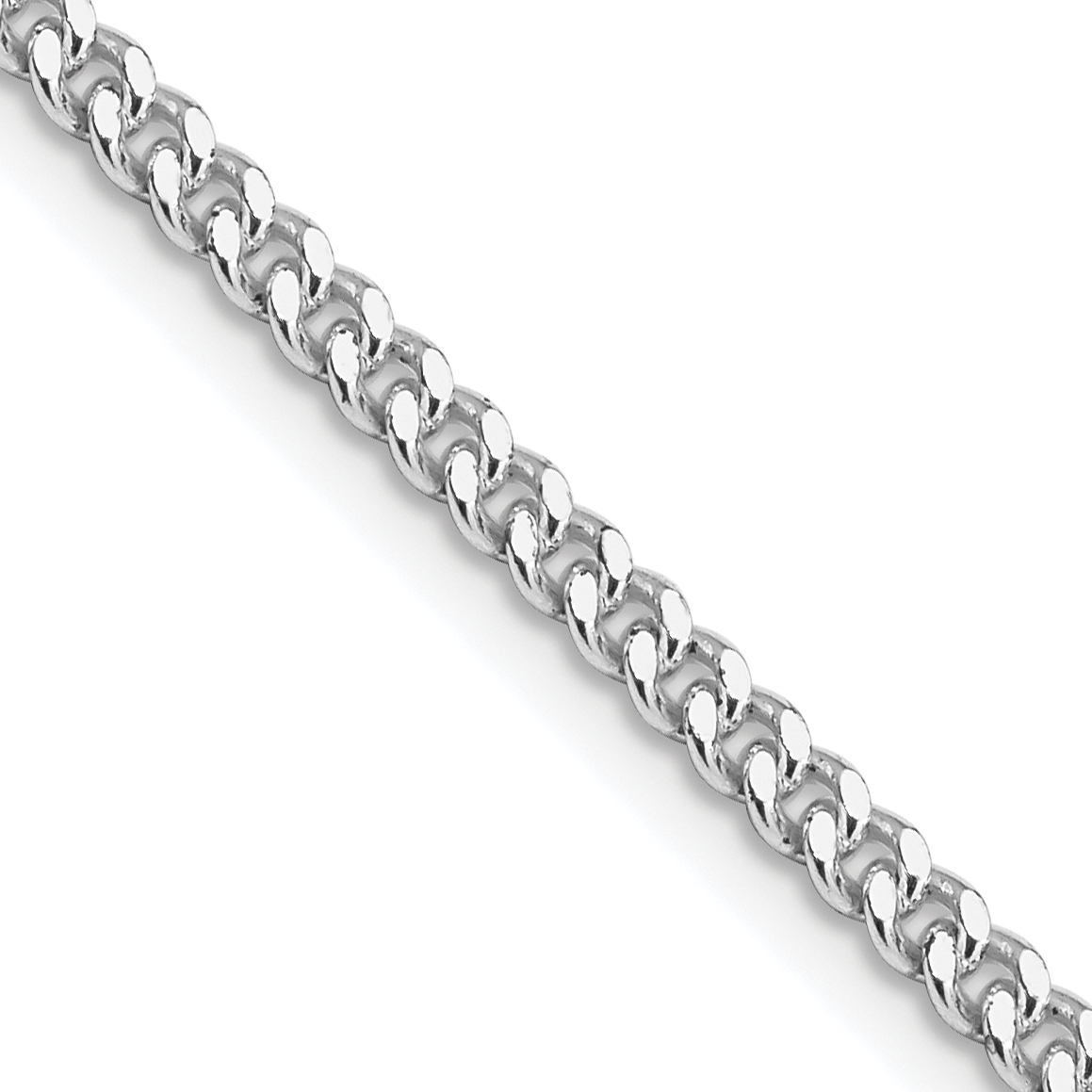 Sterling Silver Rhodium-plated 3mm Curb Chain - Quality Gold
