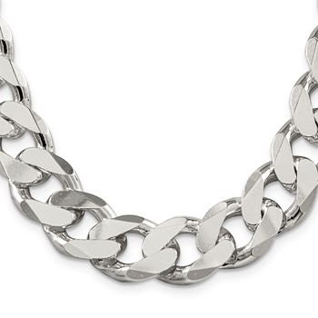 Sterling Silver Rhodium Plated 16.2mm Curb Chain — alternate view