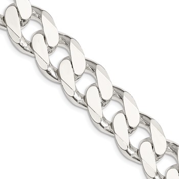 Sterling Silver Rhodium Plated 16.2mm Curb Chain